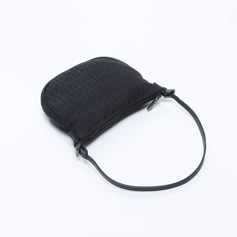FENDI Zucchino Canvas Shoulder Bag black WS14660