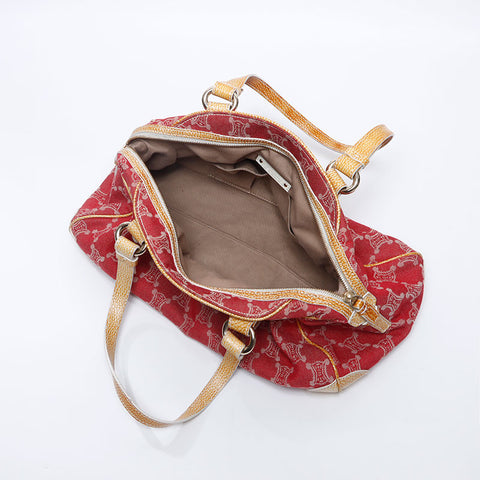 CELINE macadam canvas Shoulder Bag Red WS14661