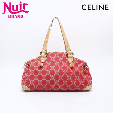 CELINE macadam canvas Shoulder Bag Red WS14661