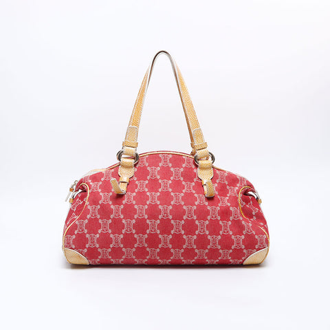 CELINE macadam canvas Shoulder Bag Red WS14661