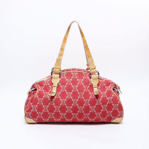 CELINE macadam canvas Shoulder Bag Red WS14661