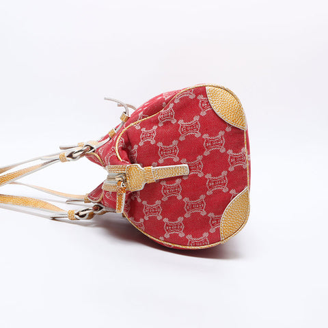 CELINE macadam canvas Shoulder Bag Red WS14661