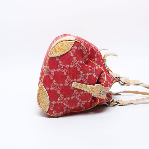 CELINE macadam canvas Shoulder Bag Red WS14661