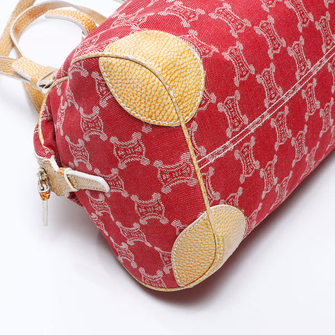 CELINE macadam canvas Shoulder Bag Red WS14661