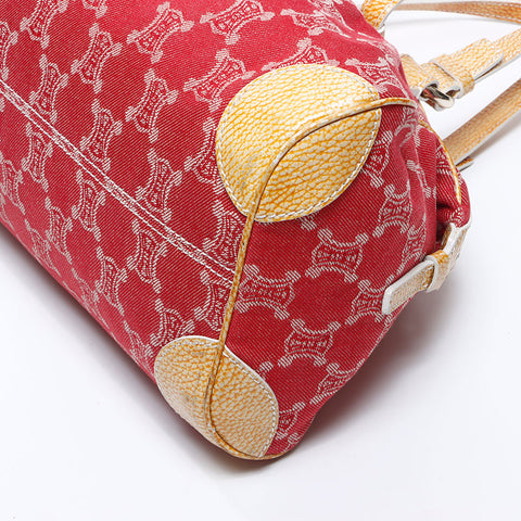 CELINE macadam canvas Shoulder Bag Red WS14661