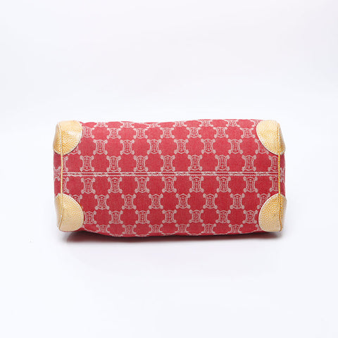 CELINE macadam canvas Shoulder Bag Red WS14661