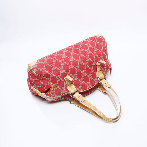 CELINE macadam canvas Shoulder Bag Red WS14661