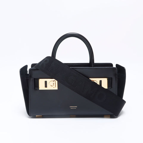 Salvatore Ferragamo 2WAY Gancini Handbag black WS14662