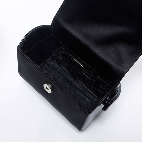プラダ PRADA サテン ミニ バニティ ハンドバッグ ブラック WS14664