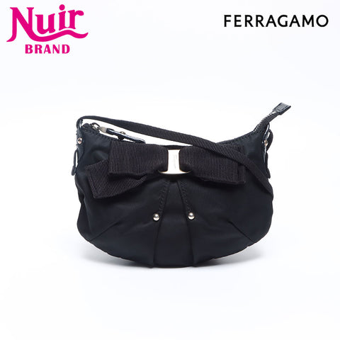 Salvatore Ferragamo Vara Ribbon Nylon Shoulder Bag black WS14665