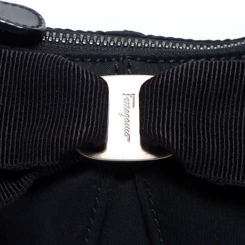 Salvatore Ferragamo Vara Ribbon Nylon Shoulder Bag black WS14665