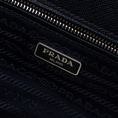 PRADA Tessuto Quilted Chain Nylon Shoulder Bag black WS14667