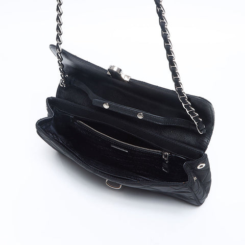 PRADA Tessuto Quilted Chain Nylon Shoulder Bag black WS14667