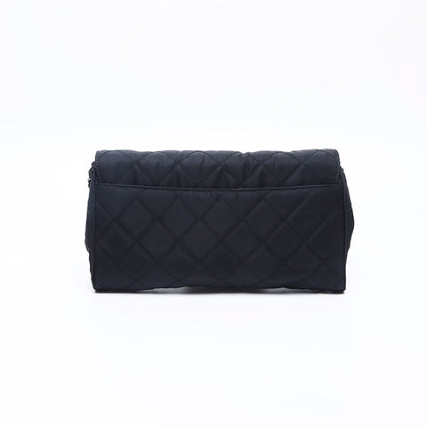 PRADA Tessuto Quilted Chain Nylon Shoulder Bag black WS14667