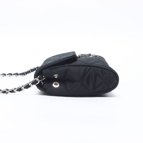 PRADA Tessuto Quilted Chain Nylon Shoulder Bag black WS14667