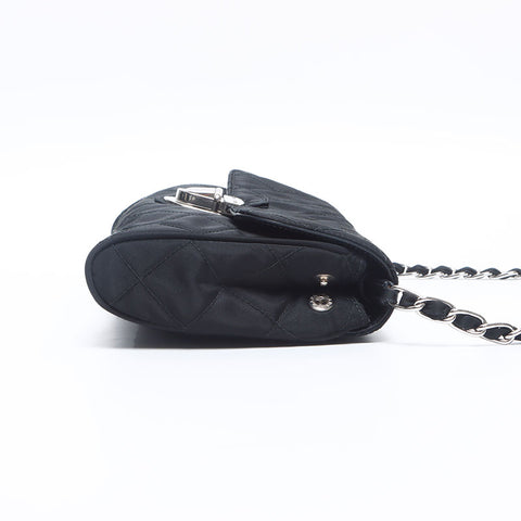 PRADA Tessuto Quilted Chain Nylon Shoulder Bag black WS14667