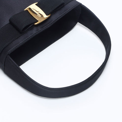 サルヴァトーレフェラガモ Salvatore Ferragamo ヴァラ サテン バケツ型 ハンドバッグ ブラック WS14668