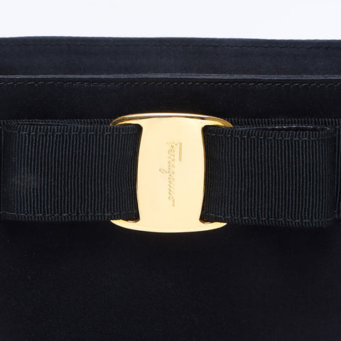 サルヴァトーレフェラガモ Salvatore Ferragamo ヴァラ サテン バケツ型 ハンドバッグ ブラック WS14668