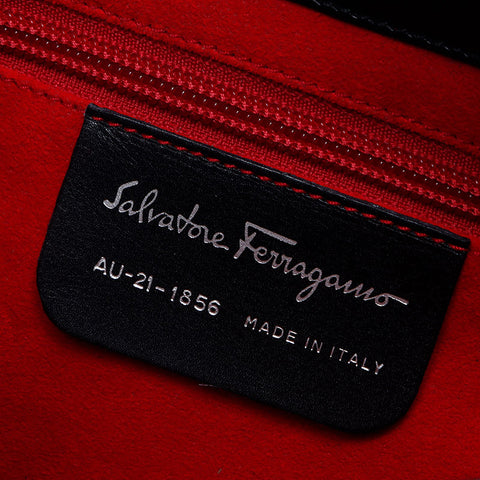 Salvatore Ferragamo Gancini embossed leather Shoulder Bag black WS14669