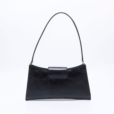 Salvatore Ferragamo Gancini embossed leather Shoulder Bag black WS14669