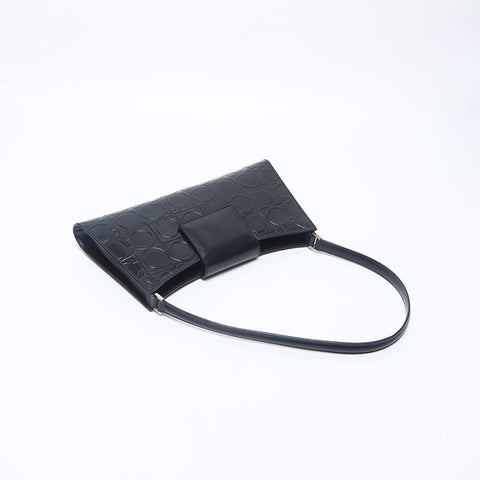 Salvatore Ferragamo Gancini embossed leather Shoulder Bag black WS14669