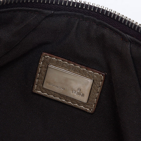 FENDI Zucchino Canvas Pouch Chain Shoulder Bag Brown WS14671