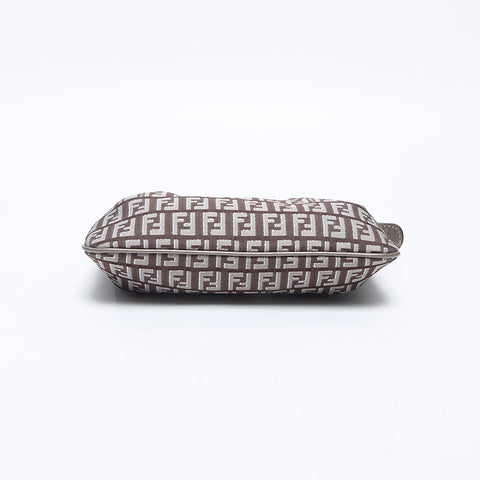 FENDI Zucchino Canvas Pouch Chain Shoulder Bag Brown WS14671