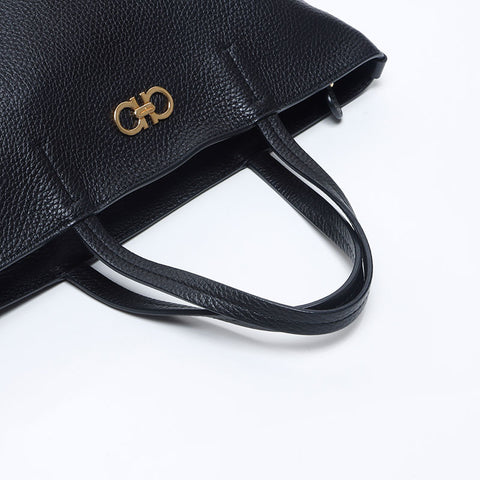 Salvatore Ferragamo Gancini leather Tote Bag black WS14673