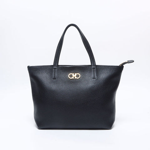Salvatore Ferragamo Gancini leather Tote Bag black WS14673