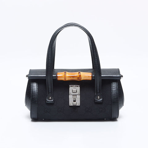 グッチ GUCCI GGキャンバス バンブー ミニ ハンドバッグ ブラック WS14675