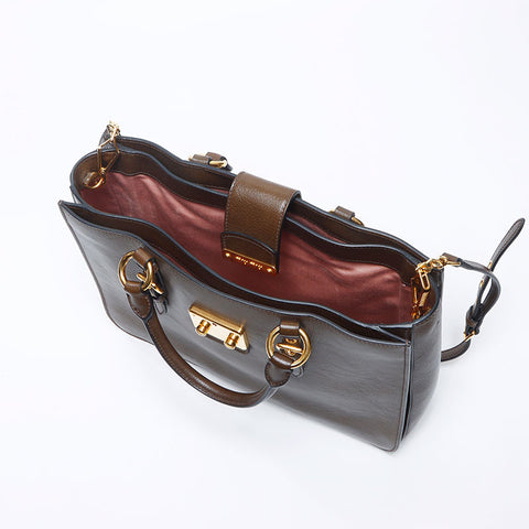 Miu Miu 2WAY Madras Handbag Brown WS14676