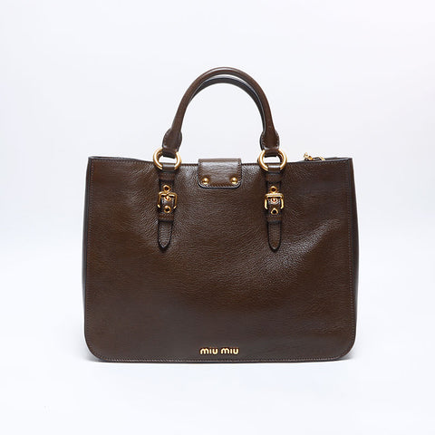 Miu Miu 2WAY Madras Handbag Brown WS14676