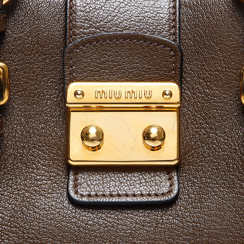 Miu Miu 2WAY Madras Handbag Brown WS14676