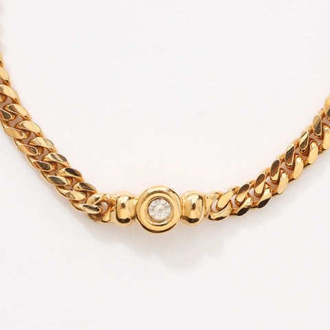 Christian Dior Rhinestone chain bracelet gold WS14678
