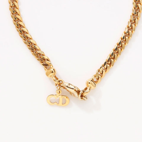 Christian Dior Rhinestone chain bracelet gold WS14678
