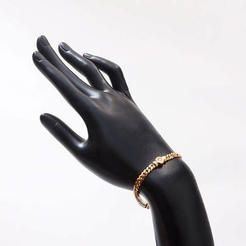 Christian Dior Rhinestone chain bracelet gold WS14678