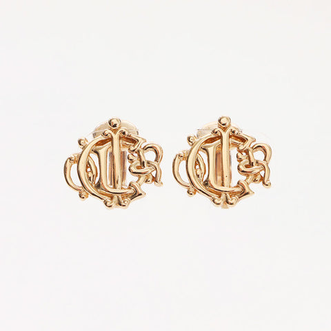 Christian Dior Logo Emblem Motif Earring gold WS14683