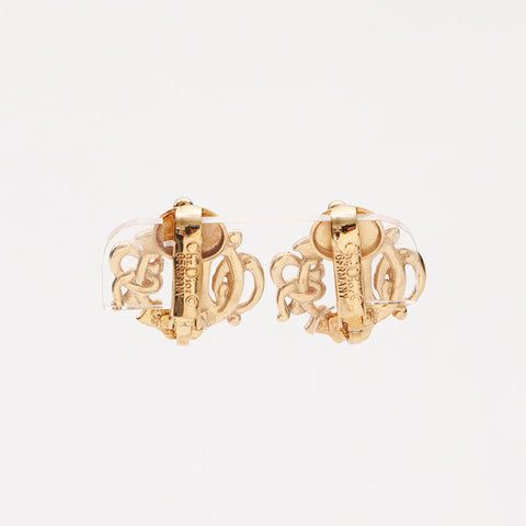 Christian Dior Logo Emblem Motif Earring gold WS14683