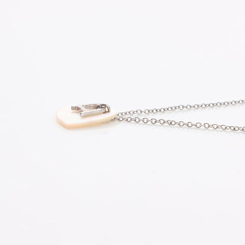 Christian Dior CD logo Chain shell heart Necklace Silver WS14684