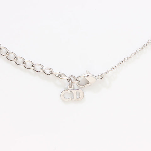 Christian Dior CD logo Chain shell heart Necklace Silver WS14684