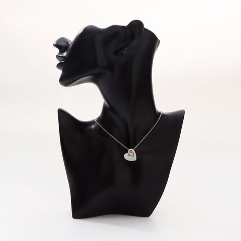 Christian Dior CD logo Chain shell heart Necklace Silver WS14684