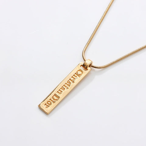 Christian Dior Christian Dior letter tablet Necklace gold WS14685
