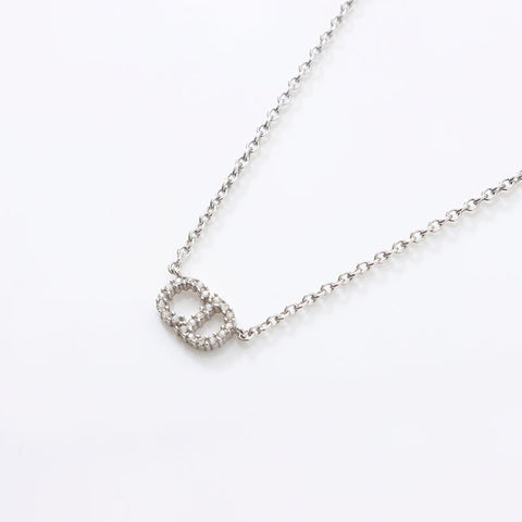 クリスチャンディオール Christian Dior ラインストーン　CDロゴ チェーン ネックレス シルバー WS14686