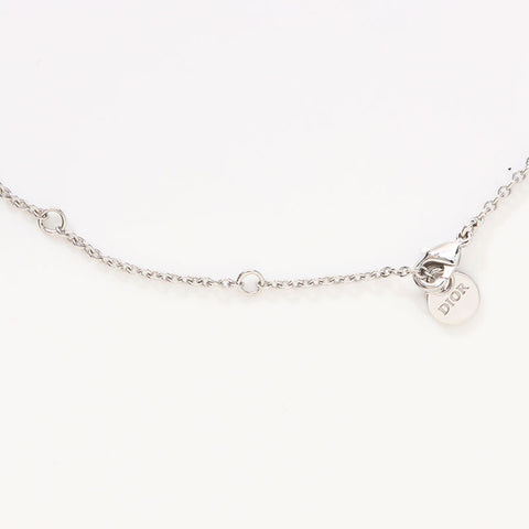 クリスチャンディオール Christian Dior ラインストーン　CDロゴ チェーン ネックレス シルバー WS14686