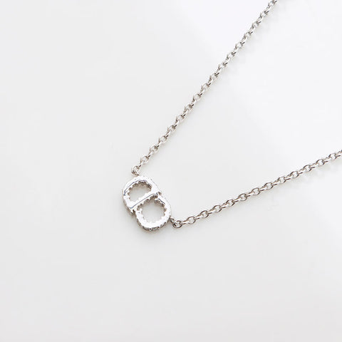 クリスチャンディオール Christian Dior ラインストーン　CDロゴ チェーン ネックレス シルバー WS14686