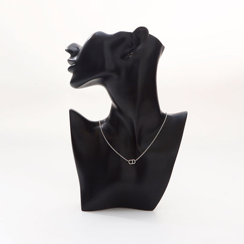 クリスチャンディオール Christian Dior ラインストーン　CDロゴ チェーン ネックレス シルバー WS14686