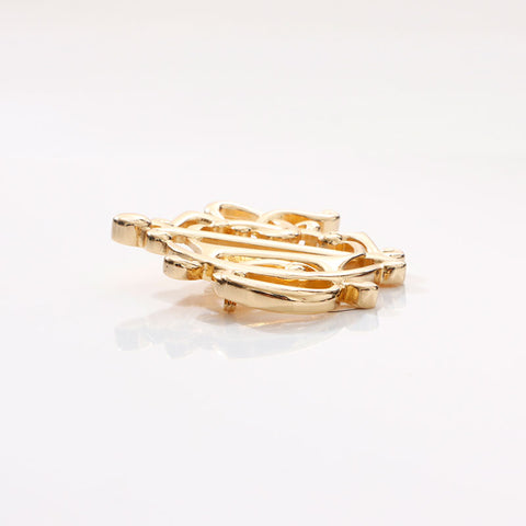 Christian Dior Logo Emblem Motif Brooch gold WS14689