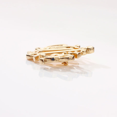 Christian Dior Logo Emblem Motif Brooch gold WS14689