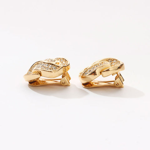 Christian Dior Rhinestone CD logo motif Earring gold WS14690