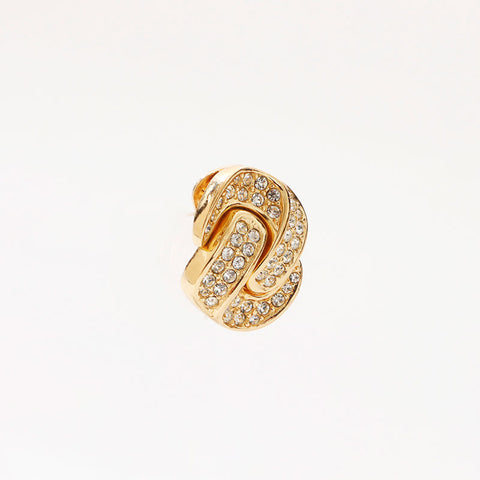 Christian Dior Rhinestone CD logo motif Earring gold WS14690